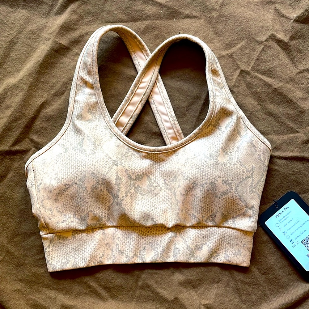 NWT Electric Yoga Python Sports Bra - Nude